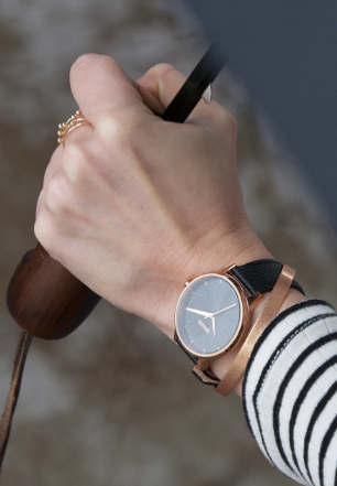 Nixon Kensington Leather Watch Rose/Gold/Black
