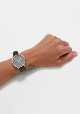 Nixon Kensington Leather Watch Rose/Gold/Black