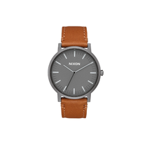 Load image into Gallery viewer, Montre Nixon Porter Leather Gunmetal/Charcoal/Taupe
