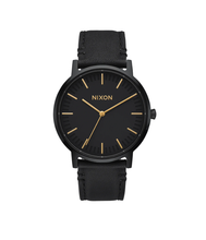 Load image into Gallery viewer, Montre Nixon Porter leather Black Gold
