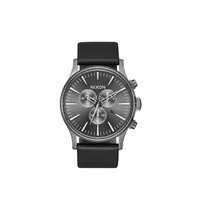 Charger l&#39;image dans la galerie, Montre Nixon Sentry Chrono Leather V1 All Gunmetal Black
